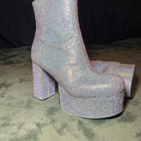 70's Platform Rhinestoned Crystal Boots - Picture 5 of 5